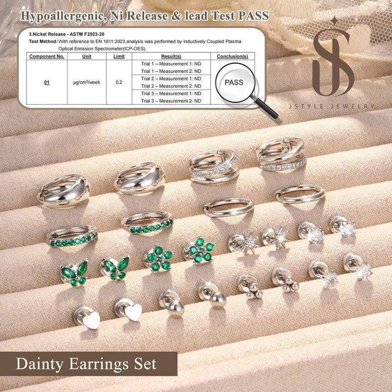 Jstyle Hypoallergenic 14K Gold Plated Stud Hoop Earrings for Women Men Surgical Stainless Steel Flat Back Earrings Small Huggie Hoops Cartilage Earring Set for Multiple Piercing Jewelry Gift for Women - Image 3